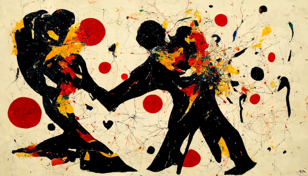 Midjourney: Pairing with Divorce in the style of jackson pollock --ar 16:9